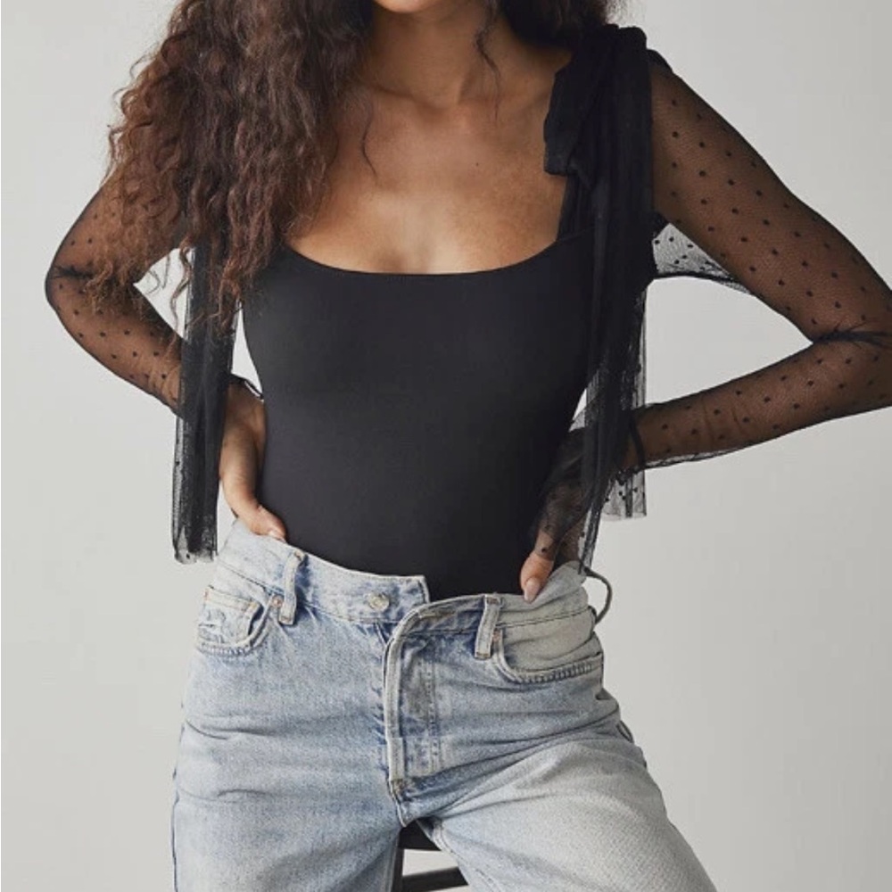 NWT Intimately Free People Tongue Tied Black Bodysuit size XS